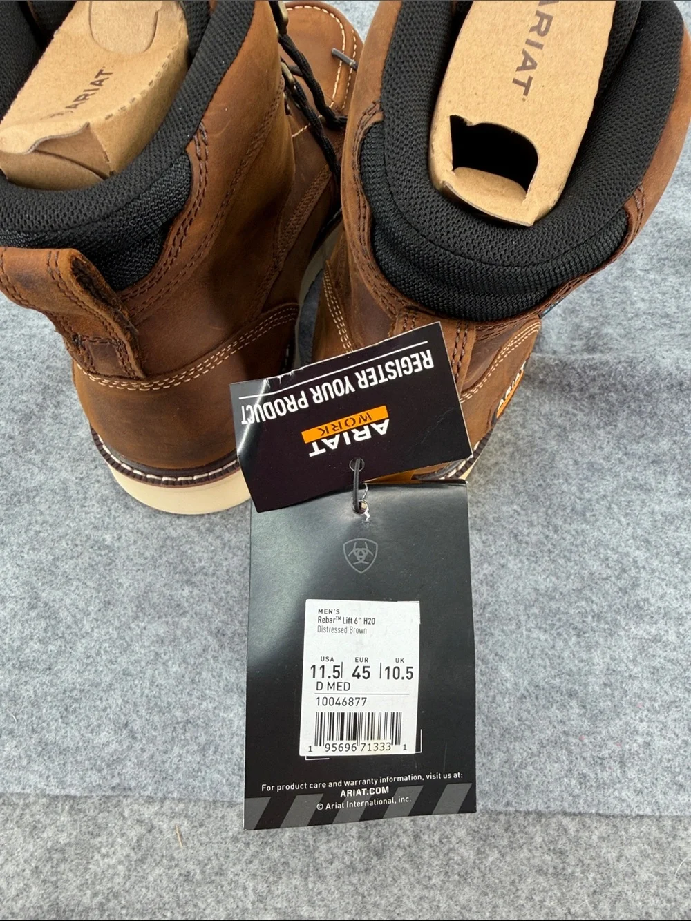 Ariat Work Rebar Lift dry shield slip resistant   Leather Lace-Up Work Boots NWT
